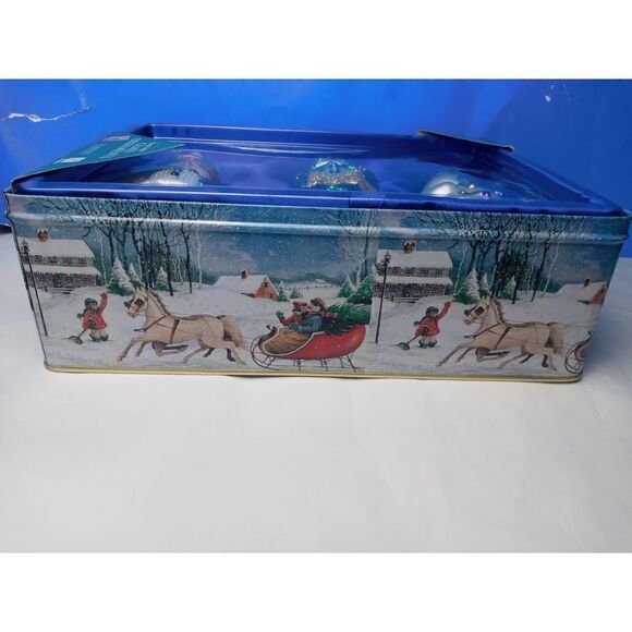 Lumiere Hand Crafted Glass Ornament Set of 3 Snowmen in Collector Tin Box - Picture 5 of 5